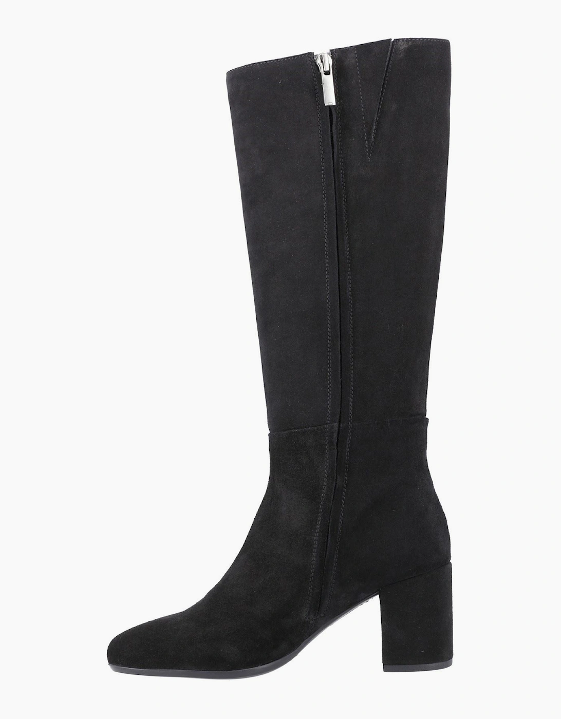 Hush Puppies Oprah Suede Long Leather Women's Black Heeled Knee High Boots