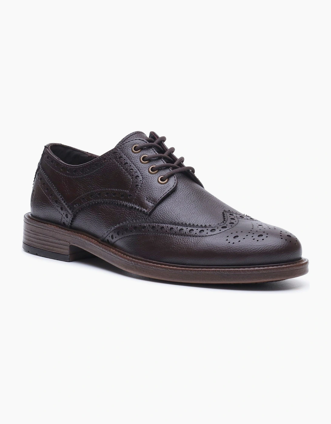 Hush Puppies Isaac Leather Men's BROWN Brogues Shoes, 8 of 7