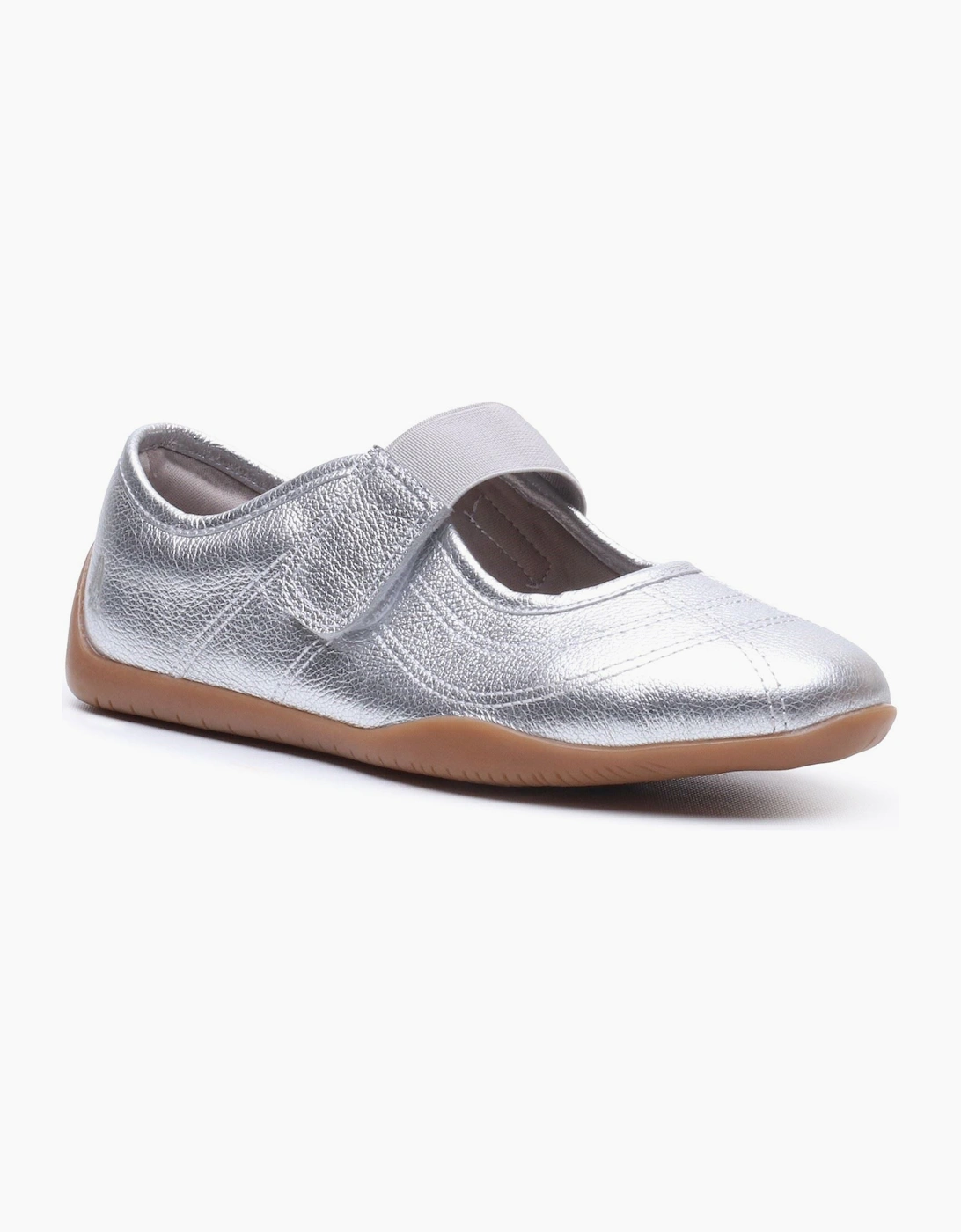 Hush Puppies Juno Sneakerina Leather Women's SILVER Flats, 10 of 9