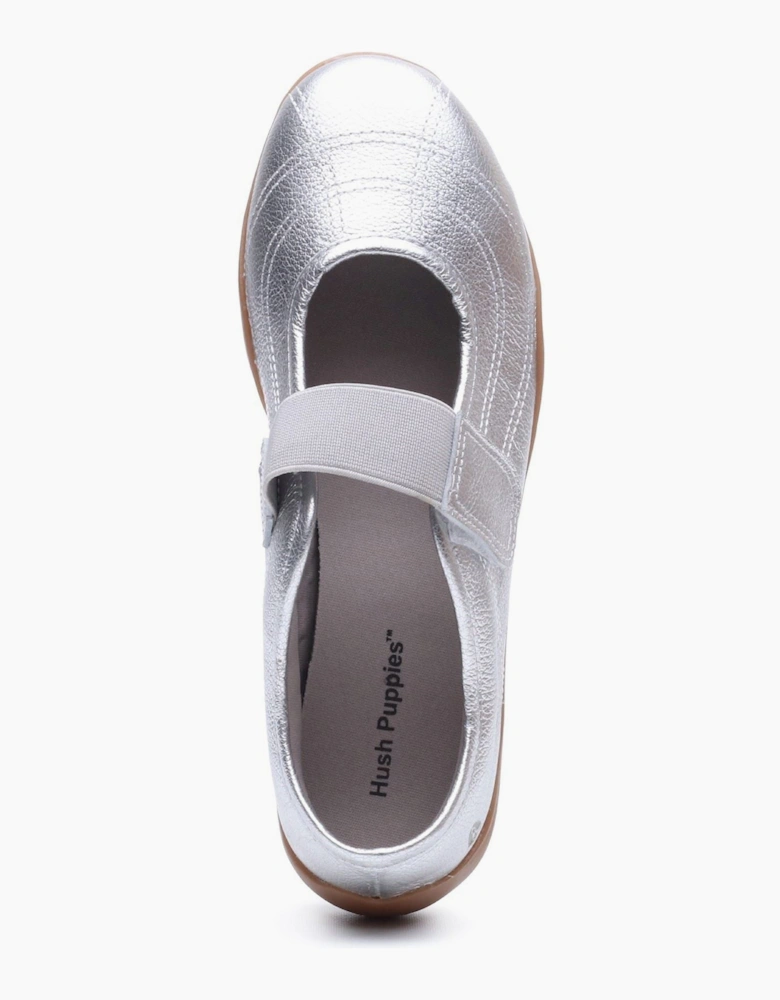 Hush Puppies Juno Sneakerina Leather Women's SILVER Flats