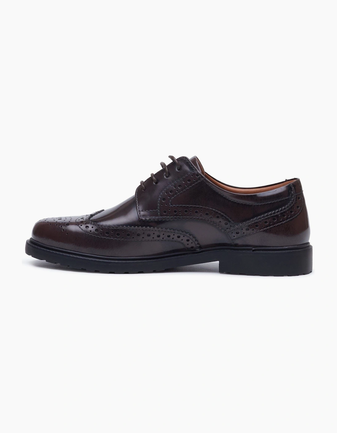 Hush Puppies Verity Hi-Shine Leather Women's Chocolate Brogues Shoes