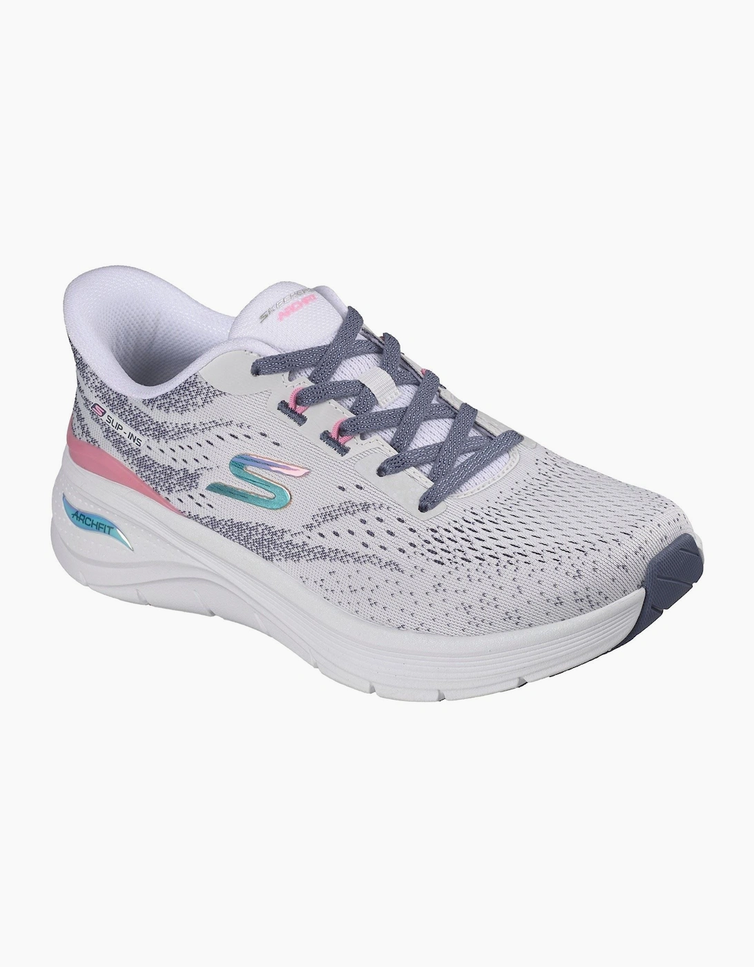 Skechers Arch Fit 3.0 Textile Women's White Mesh/Multi Trim Trainers, 6 of 5