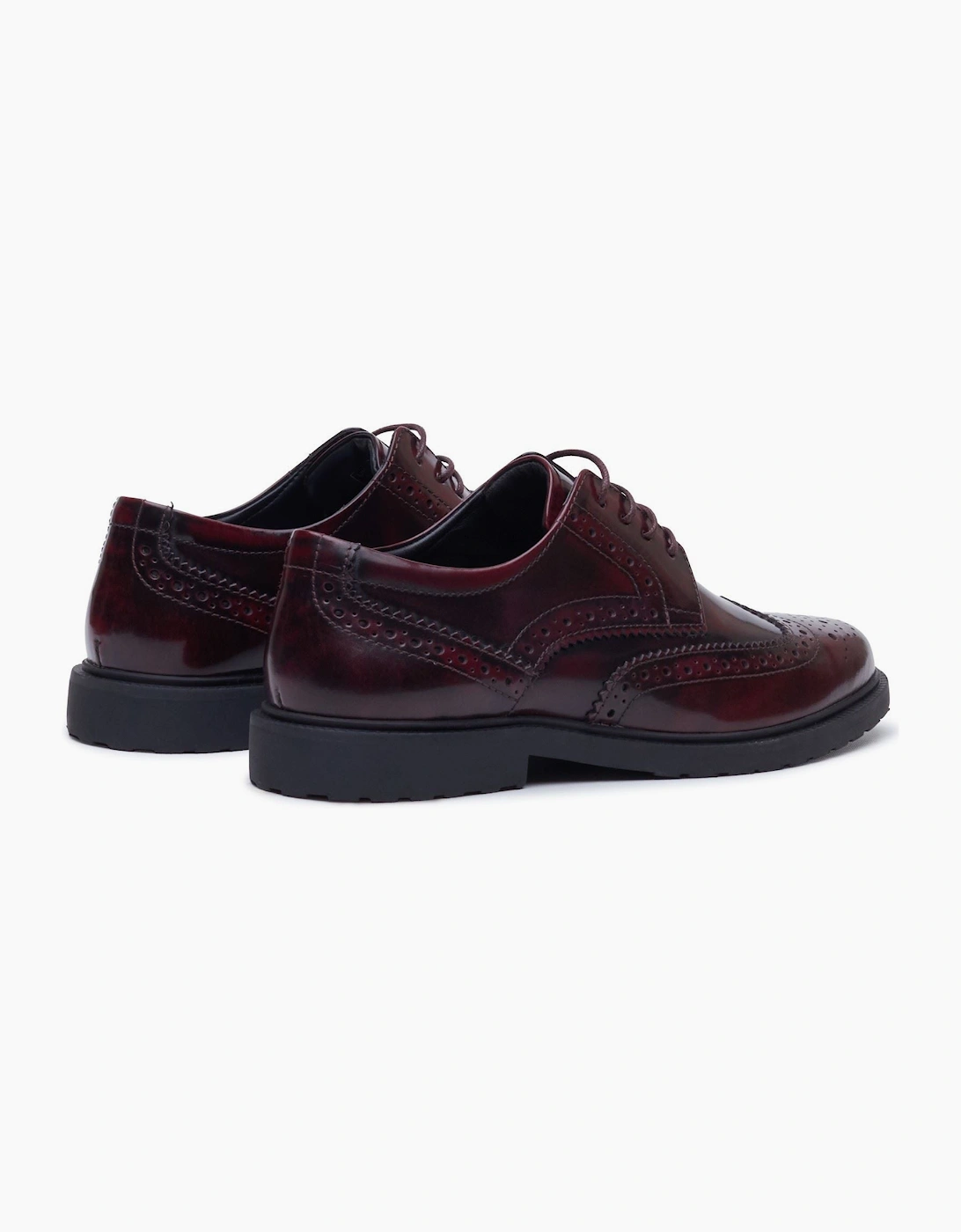 Hush Puppies Verity Hi-Shine Leather Women's Plum Brogues Shoes