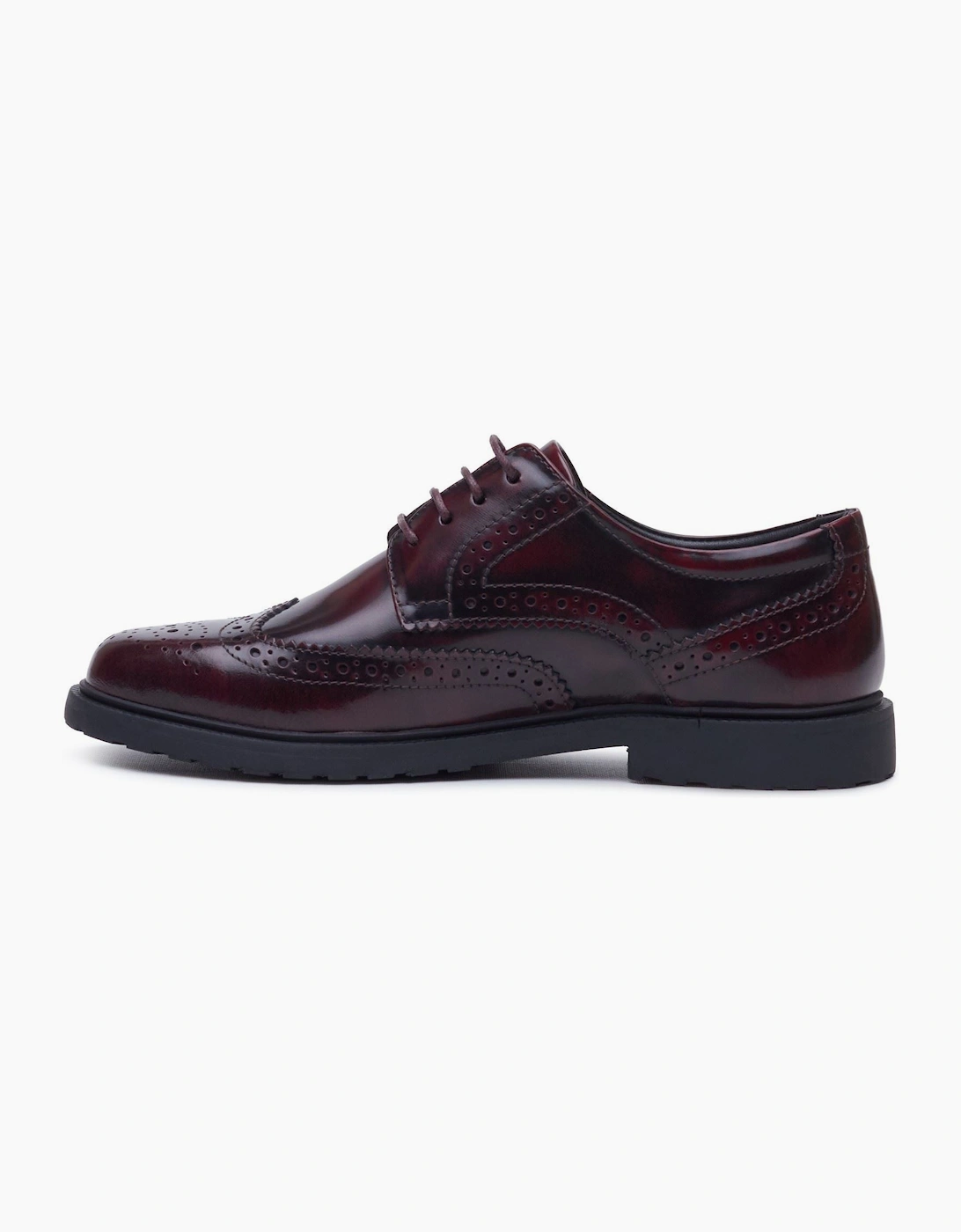 Hush Puppies Verity Hi-Shine Leather Women's Plum Brogues Shoes