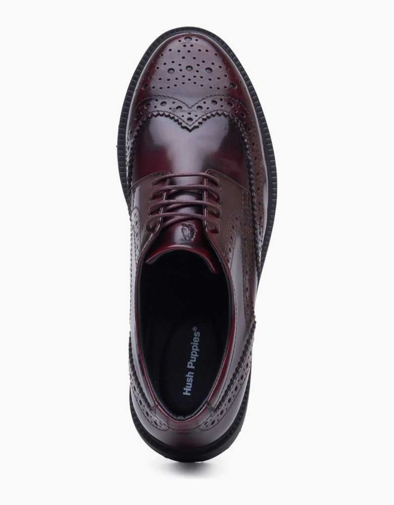 Hush Puppies Verity Hi-Shine Leather Women's Plum Brogues Shoes