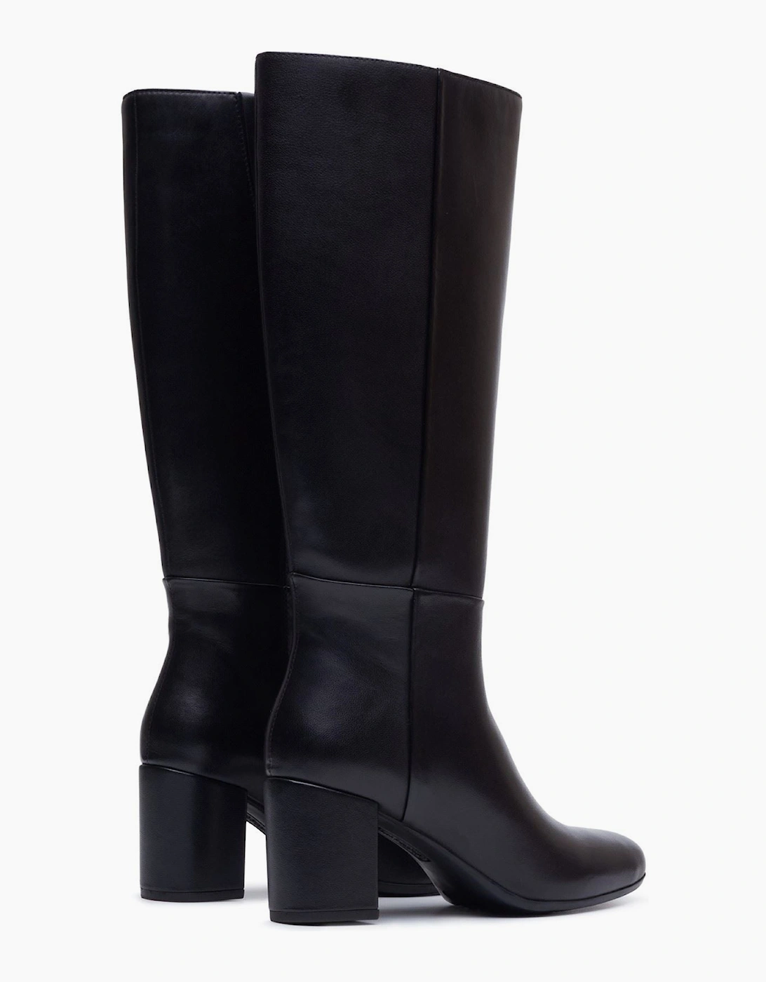 Hush Puppies Oprah Long Leather Women's Black Heeled Knee High Boots