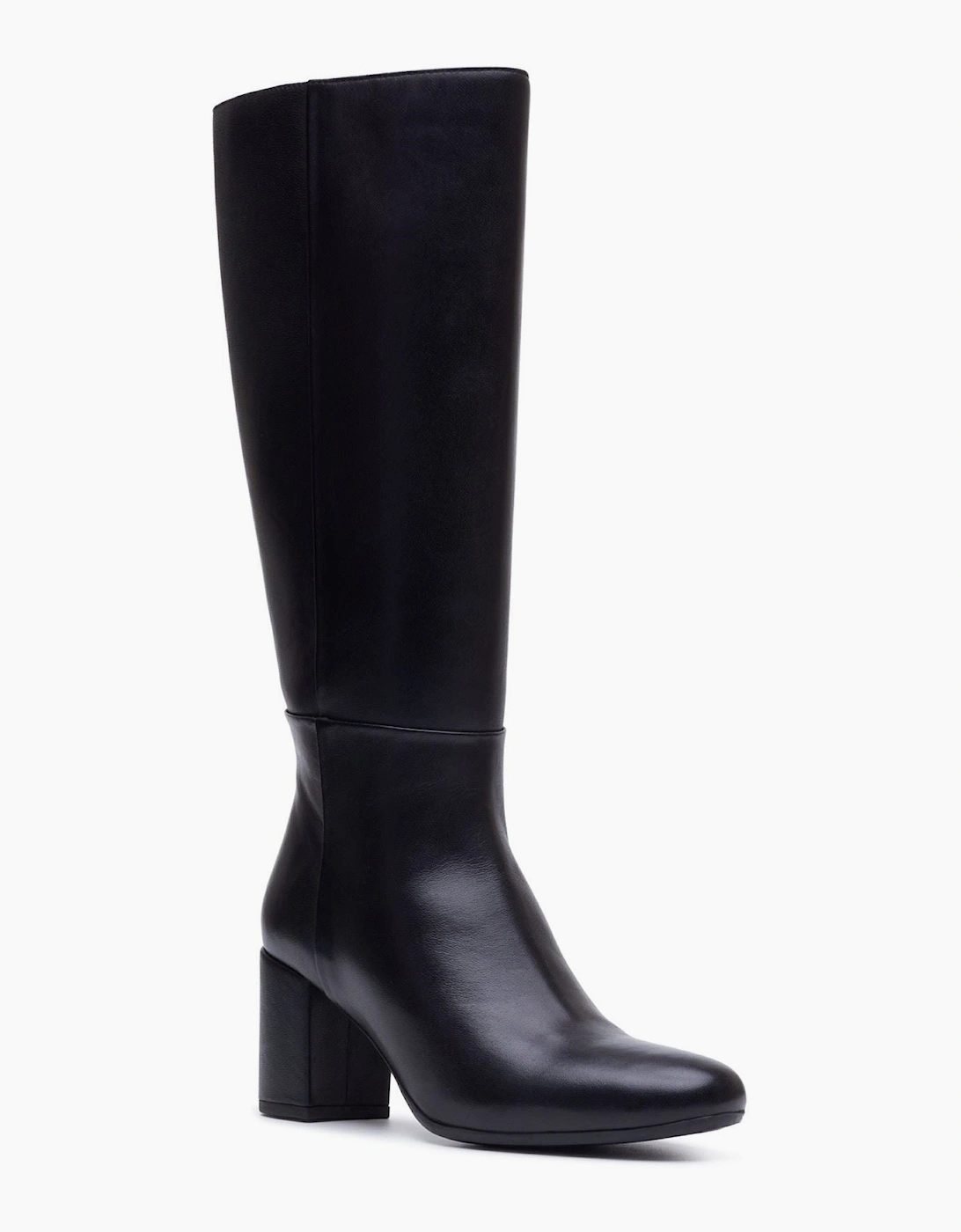 Hush Puppies Oprah Long Leather Women's Black Heeled Knee High Boots, 10 of 9