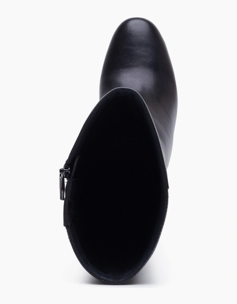 Hush Puppies Oprah Long Leather Women's Black Heeled Knee High Boots