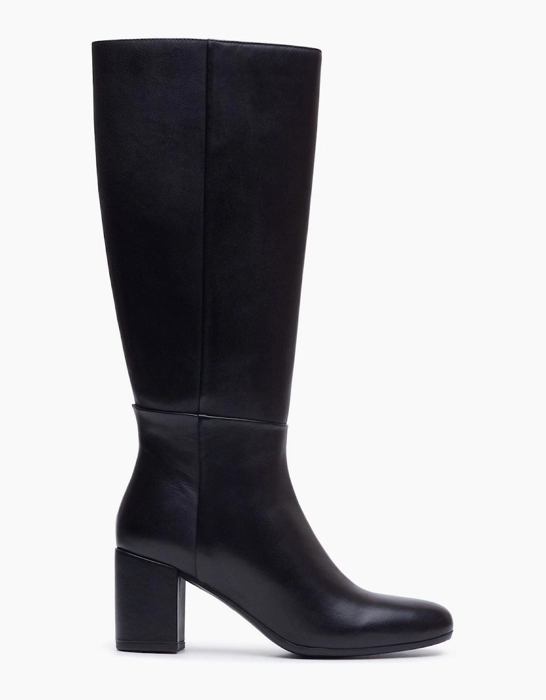 Hush Puppies Oprah Long Leather Women's Black Heeled Knee High Boots