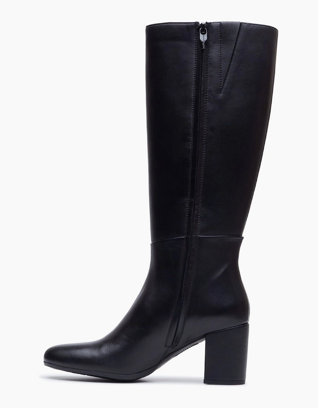 Hush Puppies Oprah Long Leather Women's Black Heeled Knee High Boots
