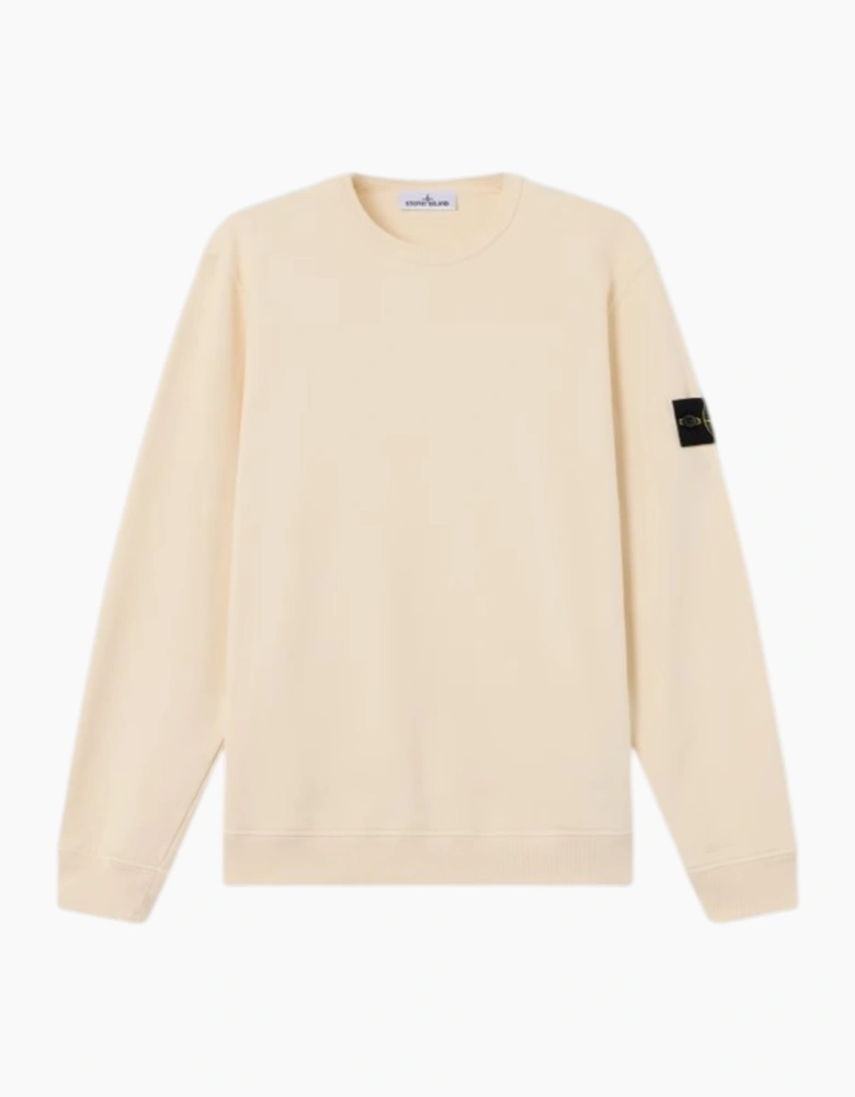 Stone Island Brushed Cotton Ivory White Sweatshirt