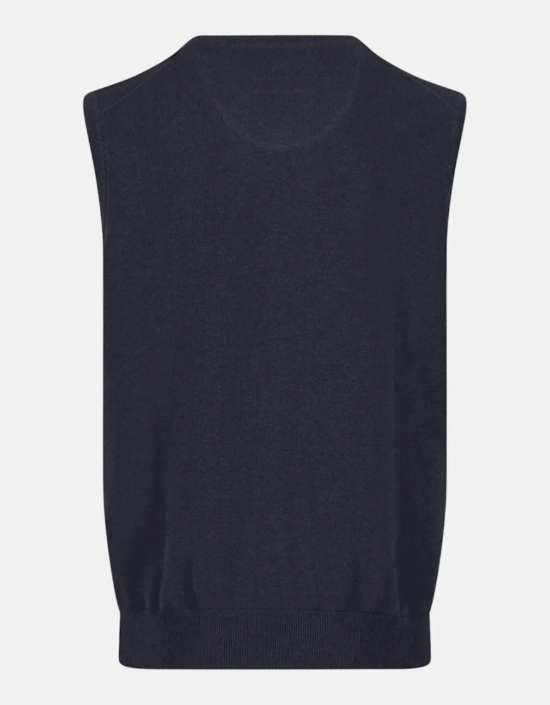 Superfine V-Neck Cotton Knit Vest Navy
