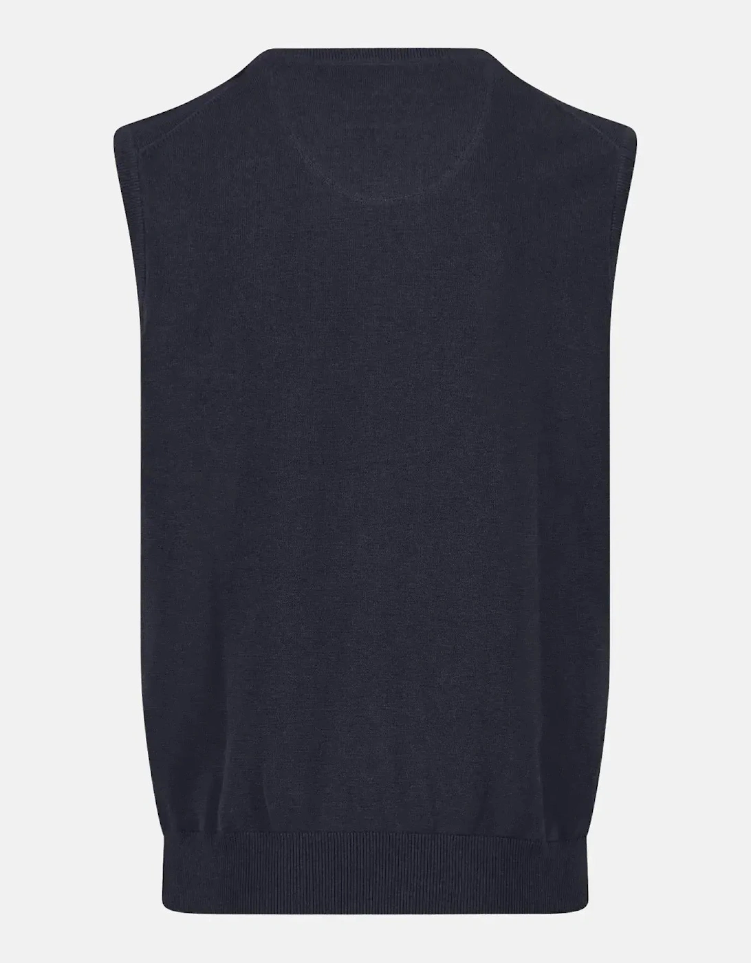 Superfine V-Neck Cotton Knit Vest Navy