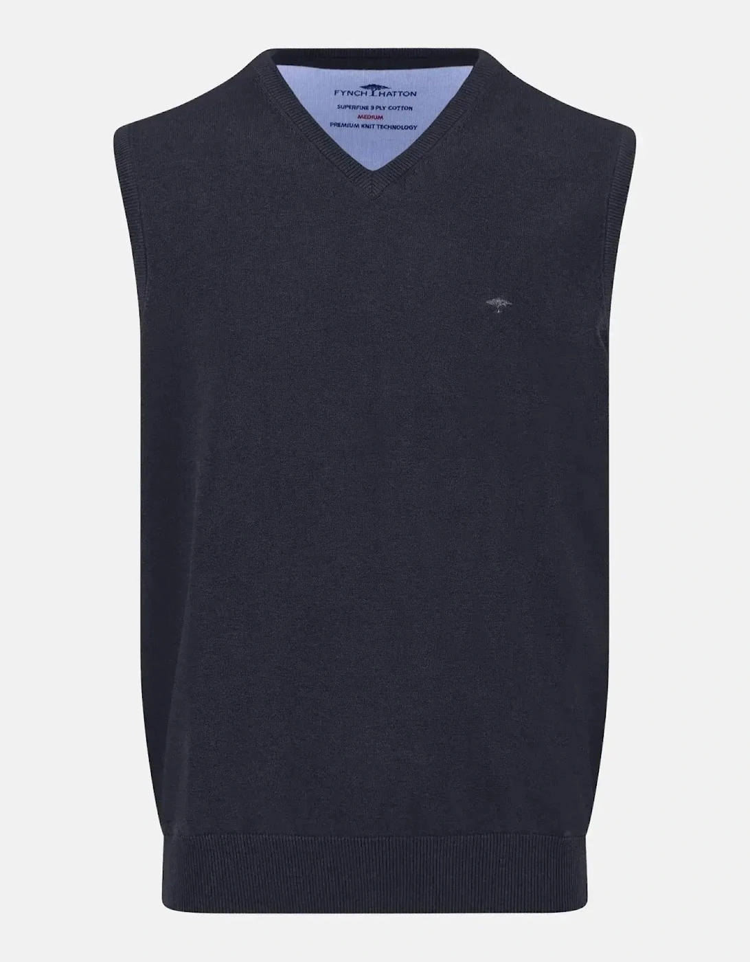Superfine V-Neck Cotton Knit Vest Navy, 3 of 2
