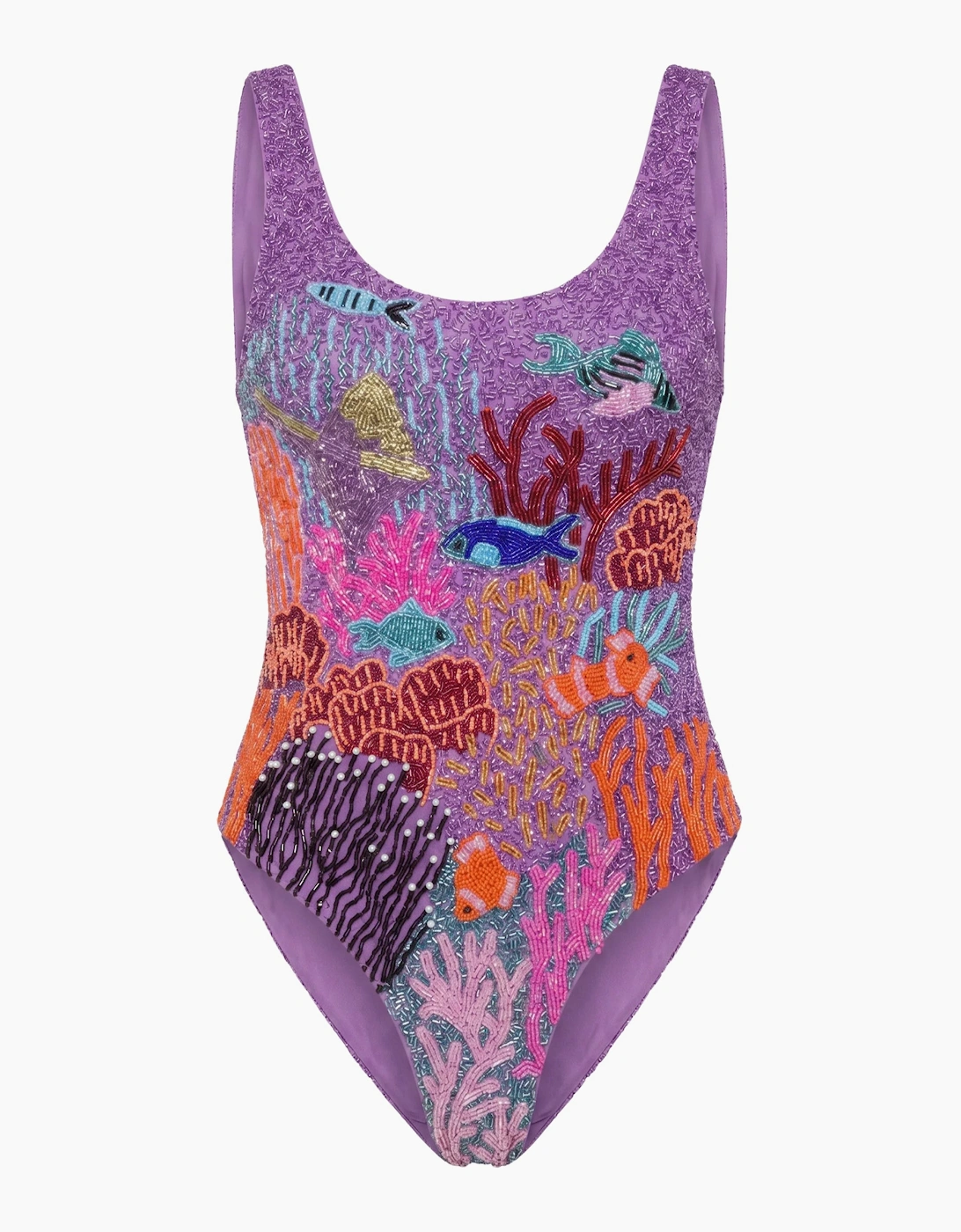 Lilac Coastal Fish Beaded Swimsuit