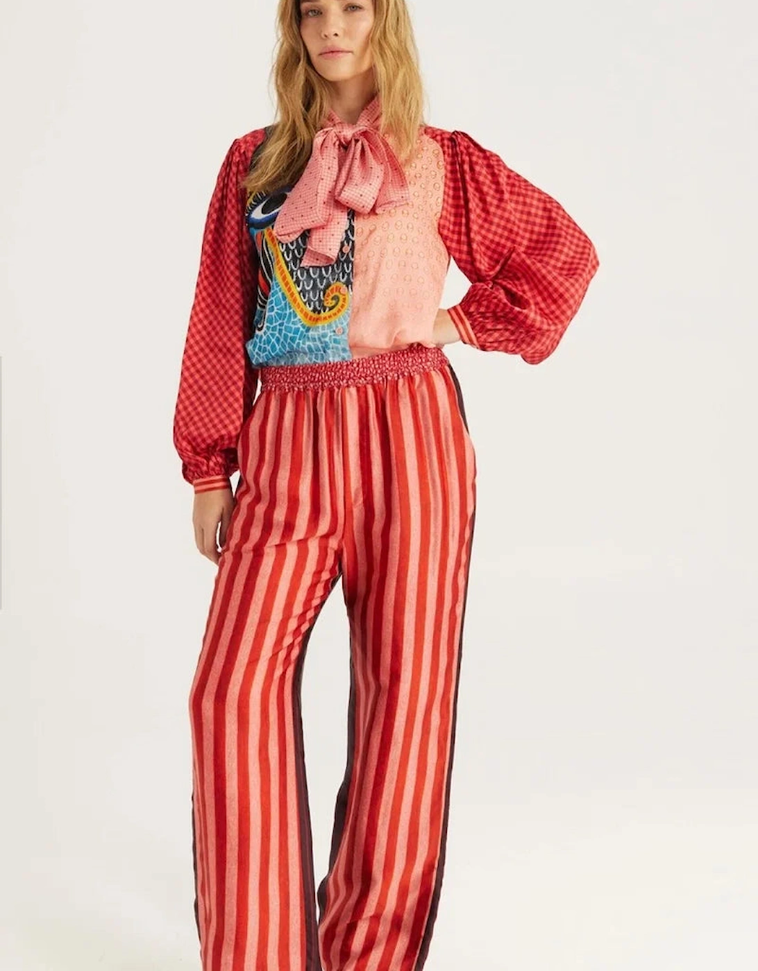ME369 Nola printed tie shirt red aura, 3 of 2