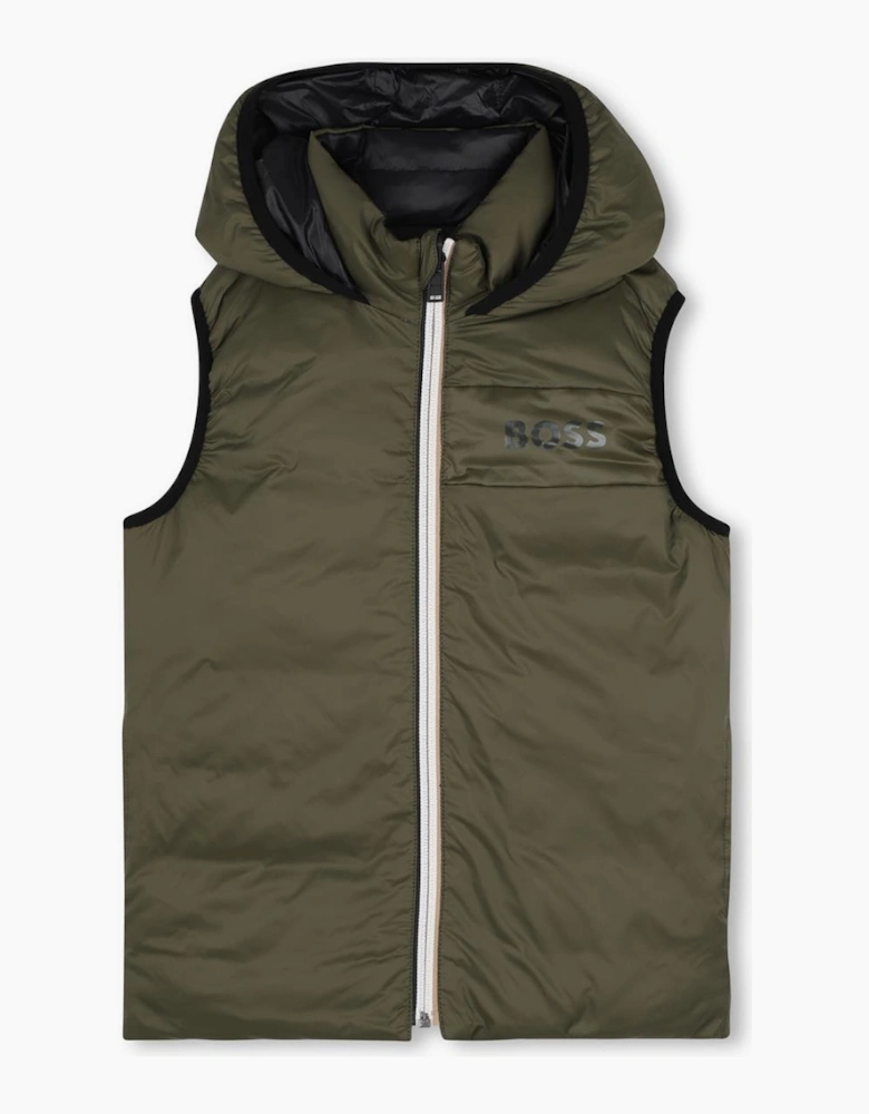BOSS BOY OLIVE GREEN BODY WARMER/GILET J53436