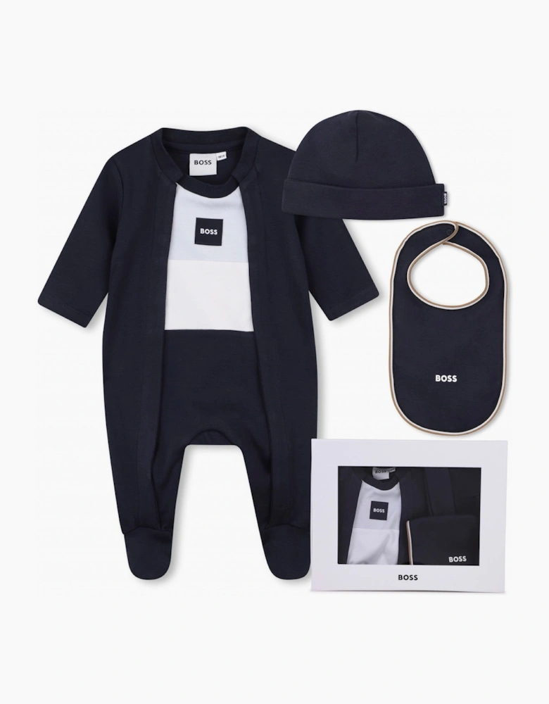 BOSS NB NAVY BABY BOY 3PC SET +GIFT BOX J53292