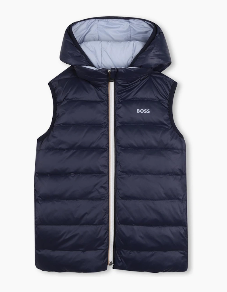 BOSS BOY NAVY REVERSIBLE BODY WARMER/GILET J53436
