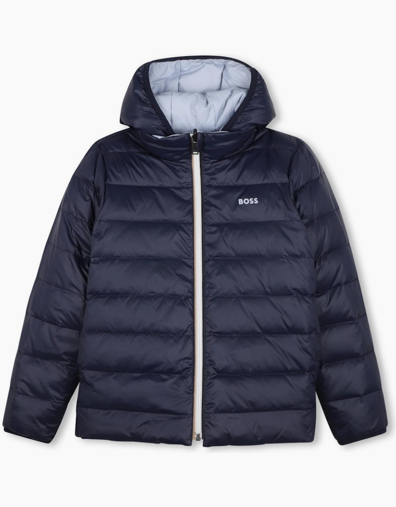 BOSS BOY NAVY/PALE BLUE REVERSIBLE PUFFER JACKET J53439