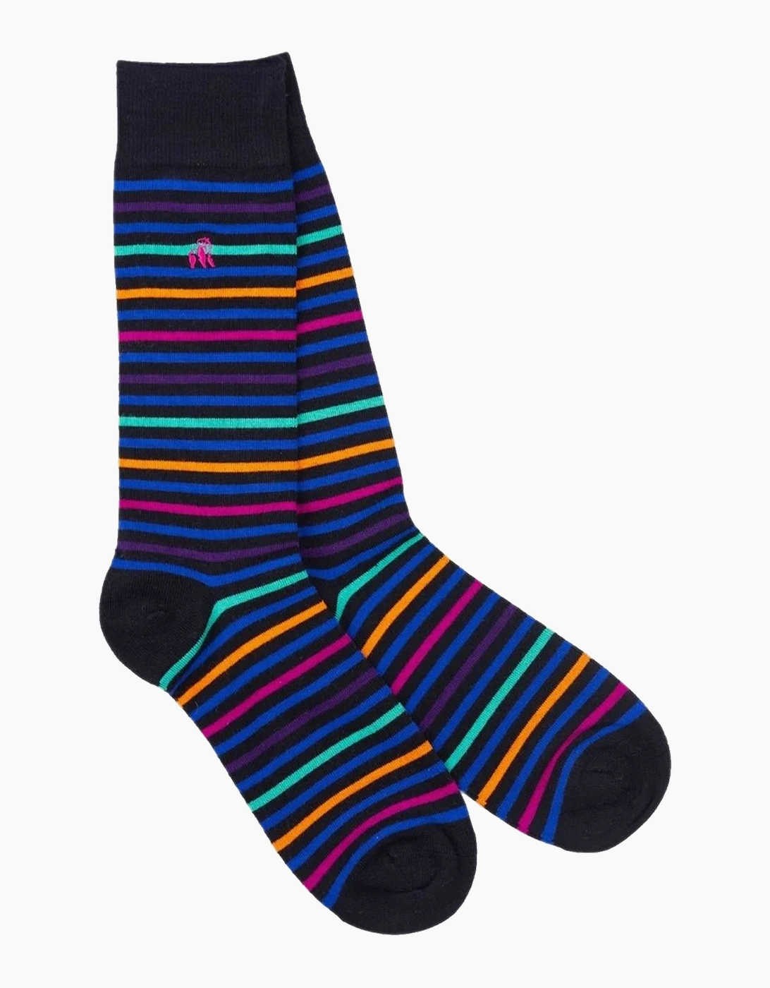 SWOLE PANDA BAMBOO SOCKS NAVY /LIME STRIPE, 3 of 2