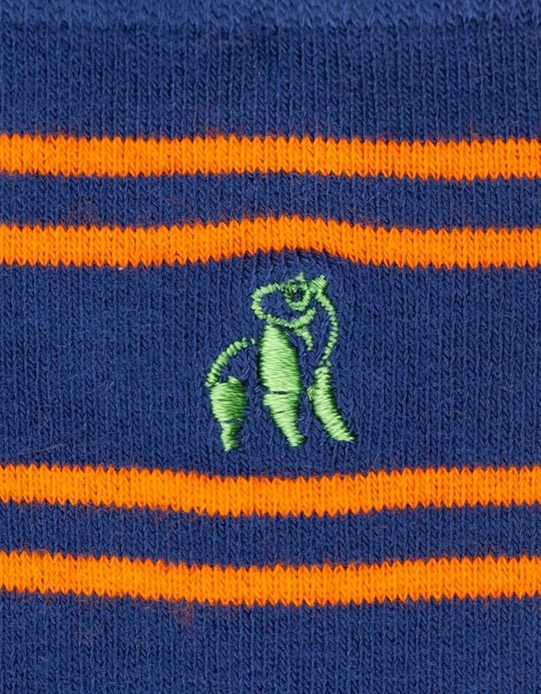 SWOLE PANDA BAMBOO SOCKS NAVY ORANGE STRIPE