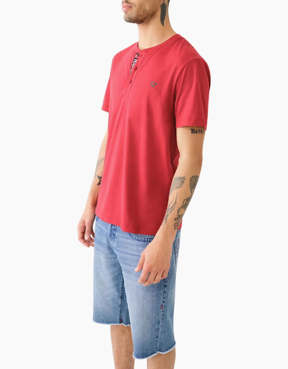 True Religion 108426 Mens Henley T Shirt