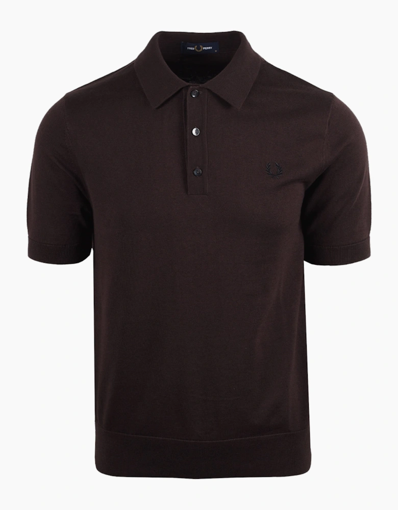 FRED PERRY COTTON KNITTED SHIRT RICH BROWN