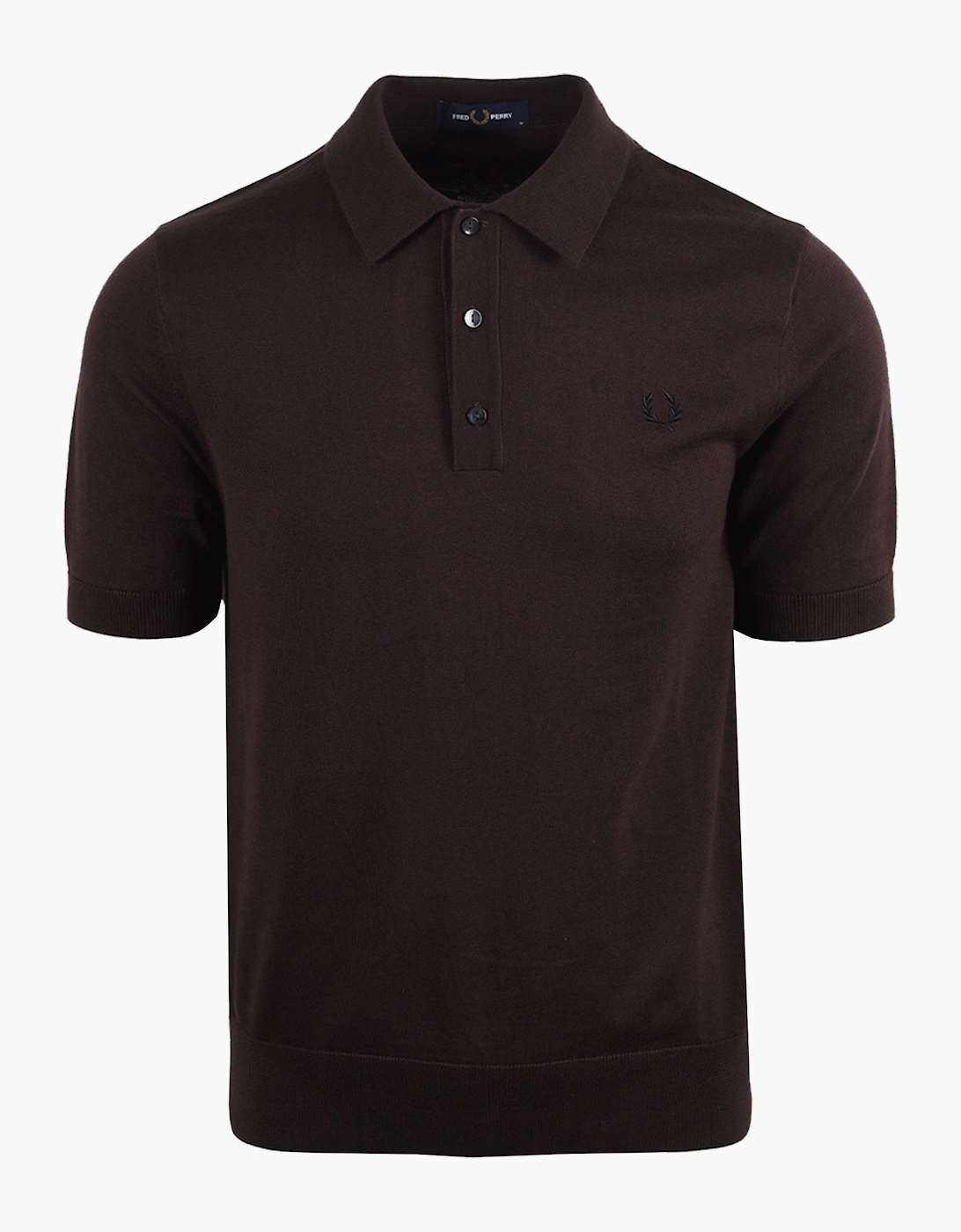 FRED PERRY COTTON KNITTED SHIRT RICH BROWN, 4 of 3