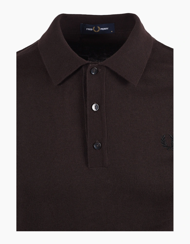 FRED PERRY COTTON KNITTED SHIRT RICH BROWN
