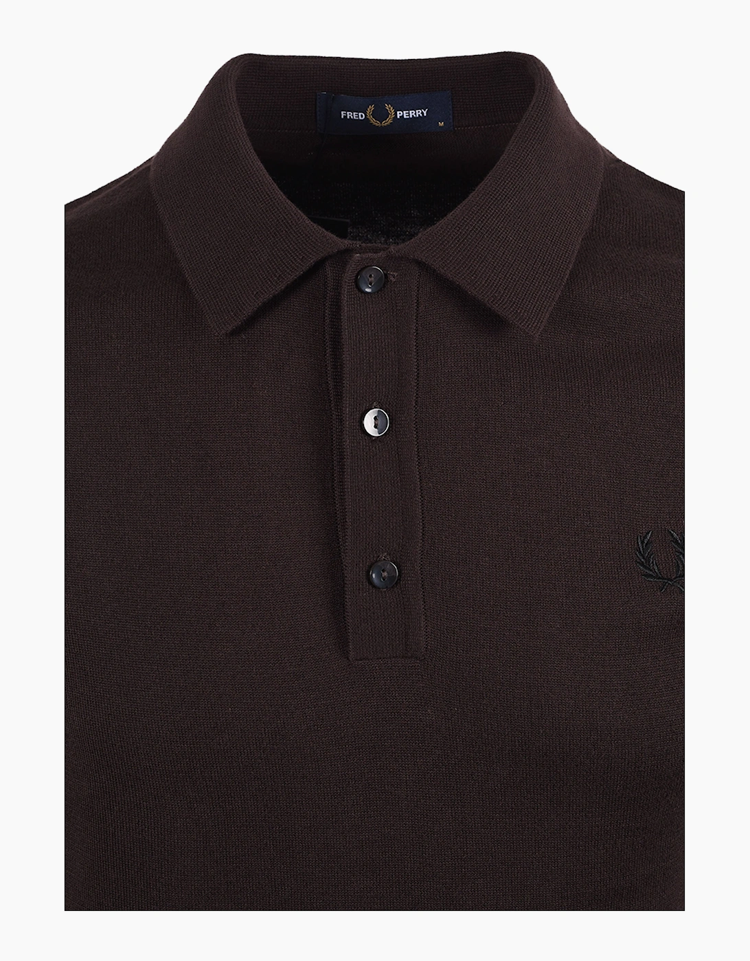 FRED PERRY COTTON KNITTED SHIRT RICH BROWN