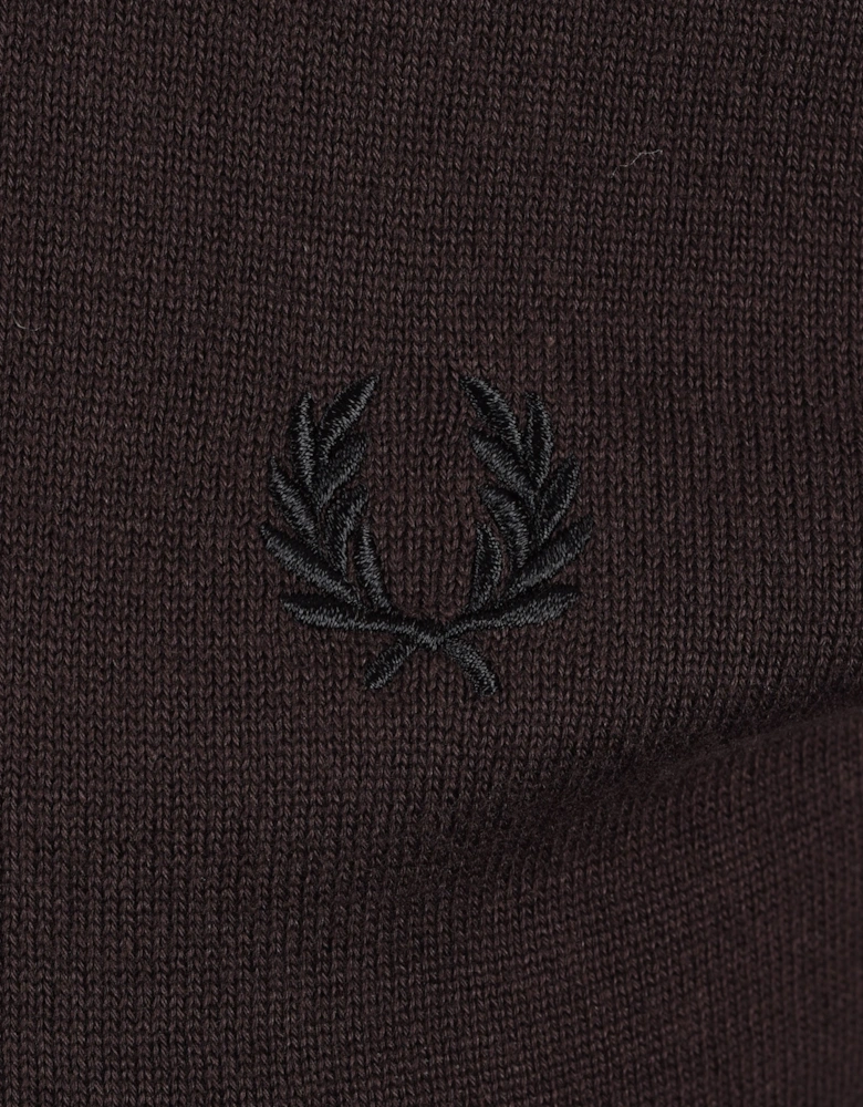 FRED PERRY COTTON KNITTED SHIRT RICH BROWN