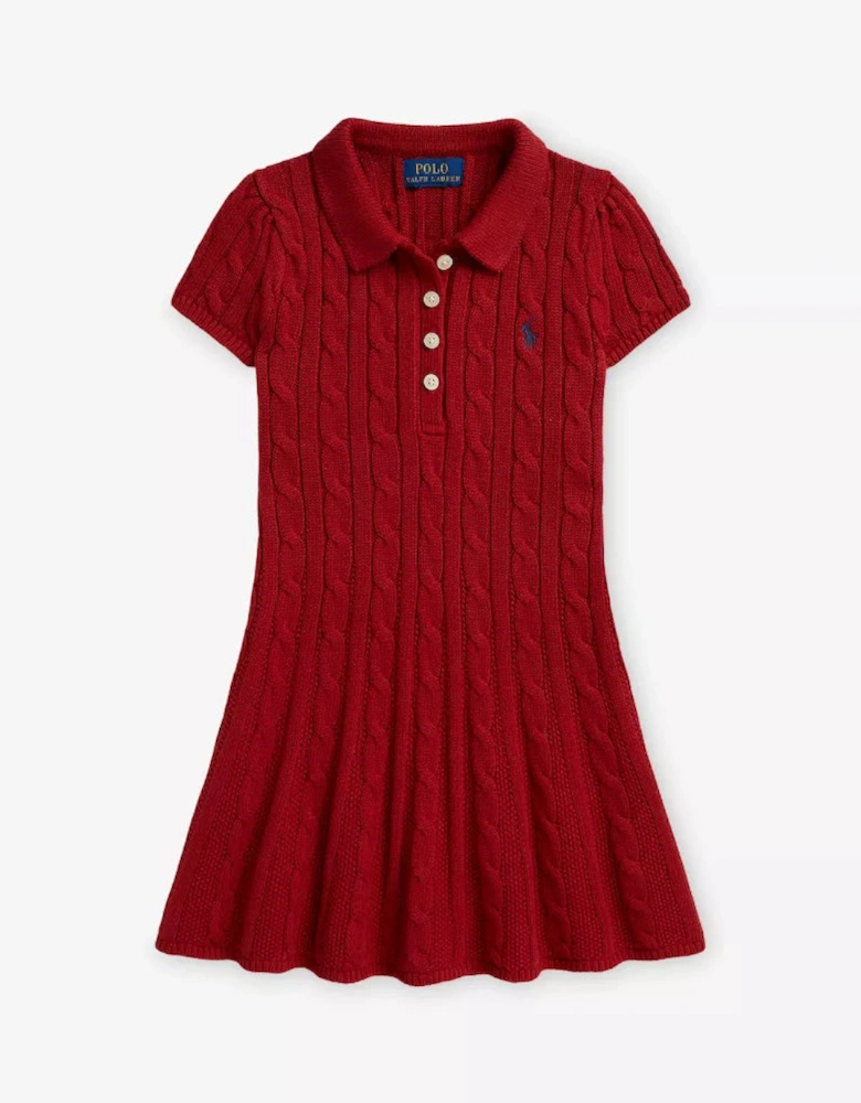 RALPH LAUREN GIRL RED CABLE KNIT DRESS 16526502