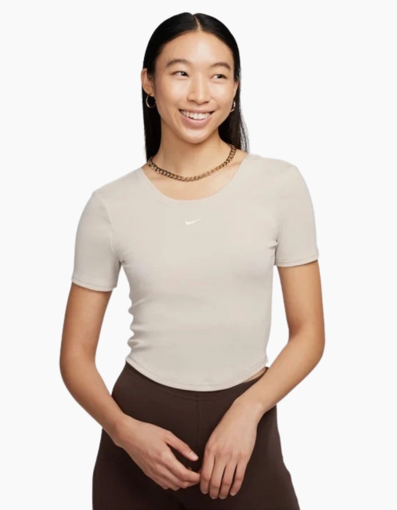 Nike Women's Tight Scoop-Back Mini-Rib Light Orewood Brown Top