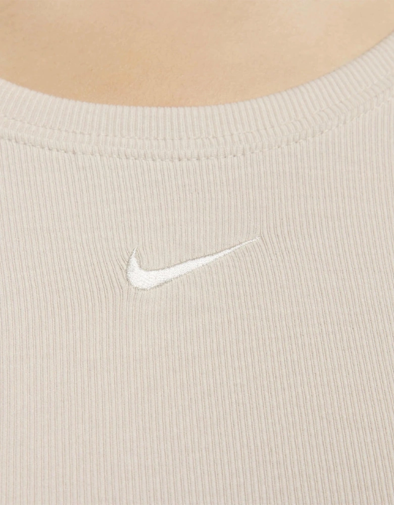 Nike Women's Tight Scoop-Back Mini-Rib Light Orewood Brown Top