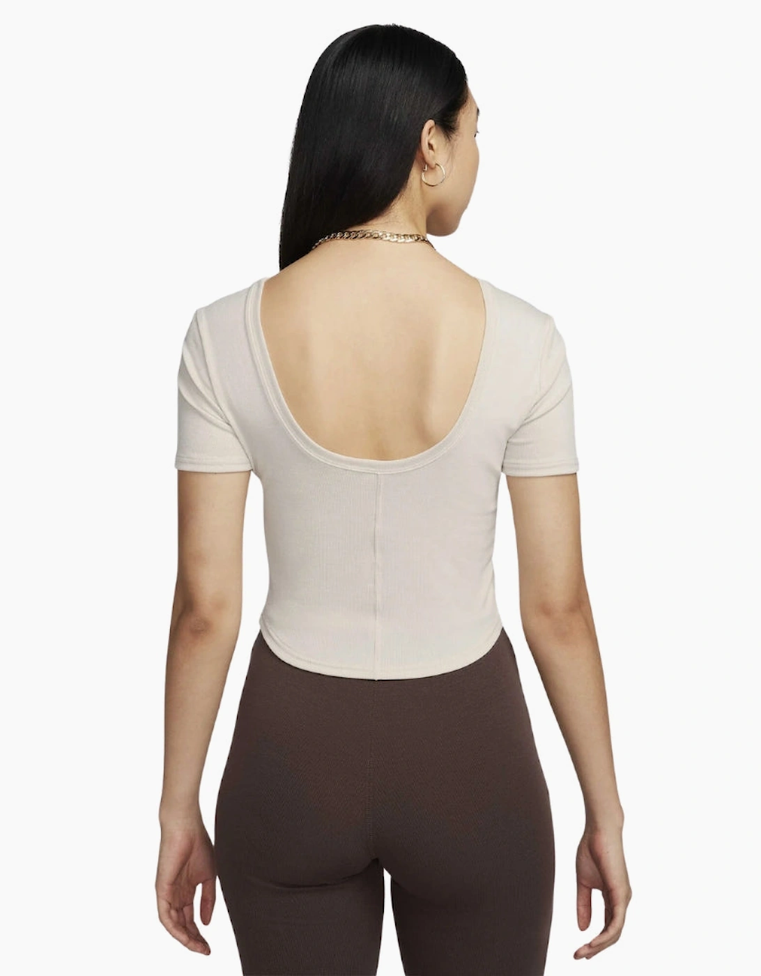 Nike Women's Tight Scoop-Back Mini-Rib Light Orewood Brown Top