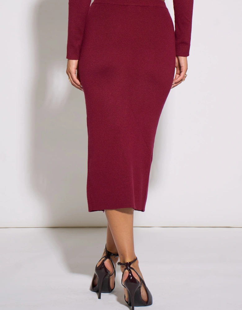 Mulberry Gold Button Pencil Midi Skirt