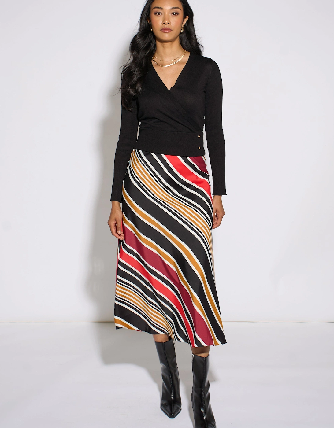 Black LS Wrap Front Gold Button Top, 4 of 3