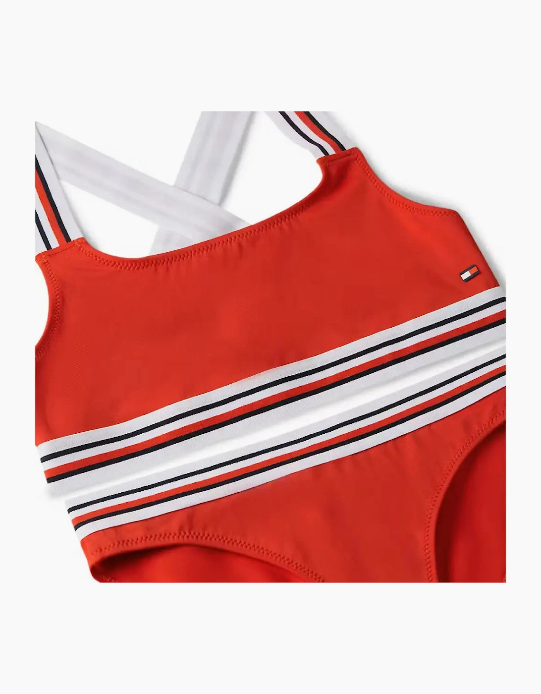Girls Global Stripe Bralette Bikini Swim Set, Primary Red