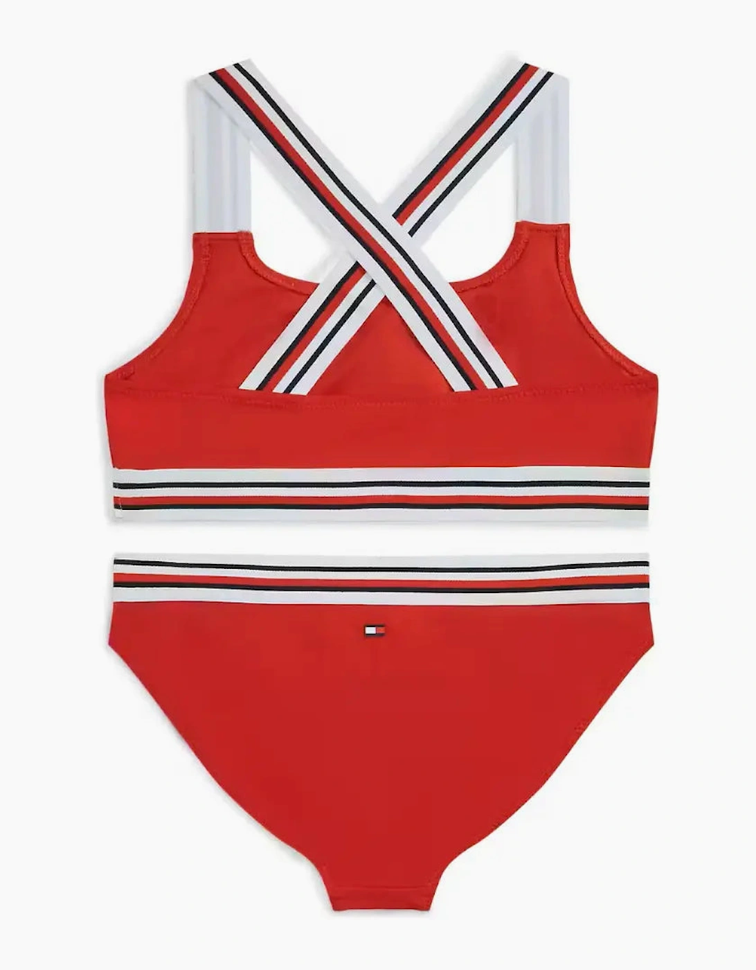 Girls Global Stripe Bralette Bikini Swim Set, Primary Red
