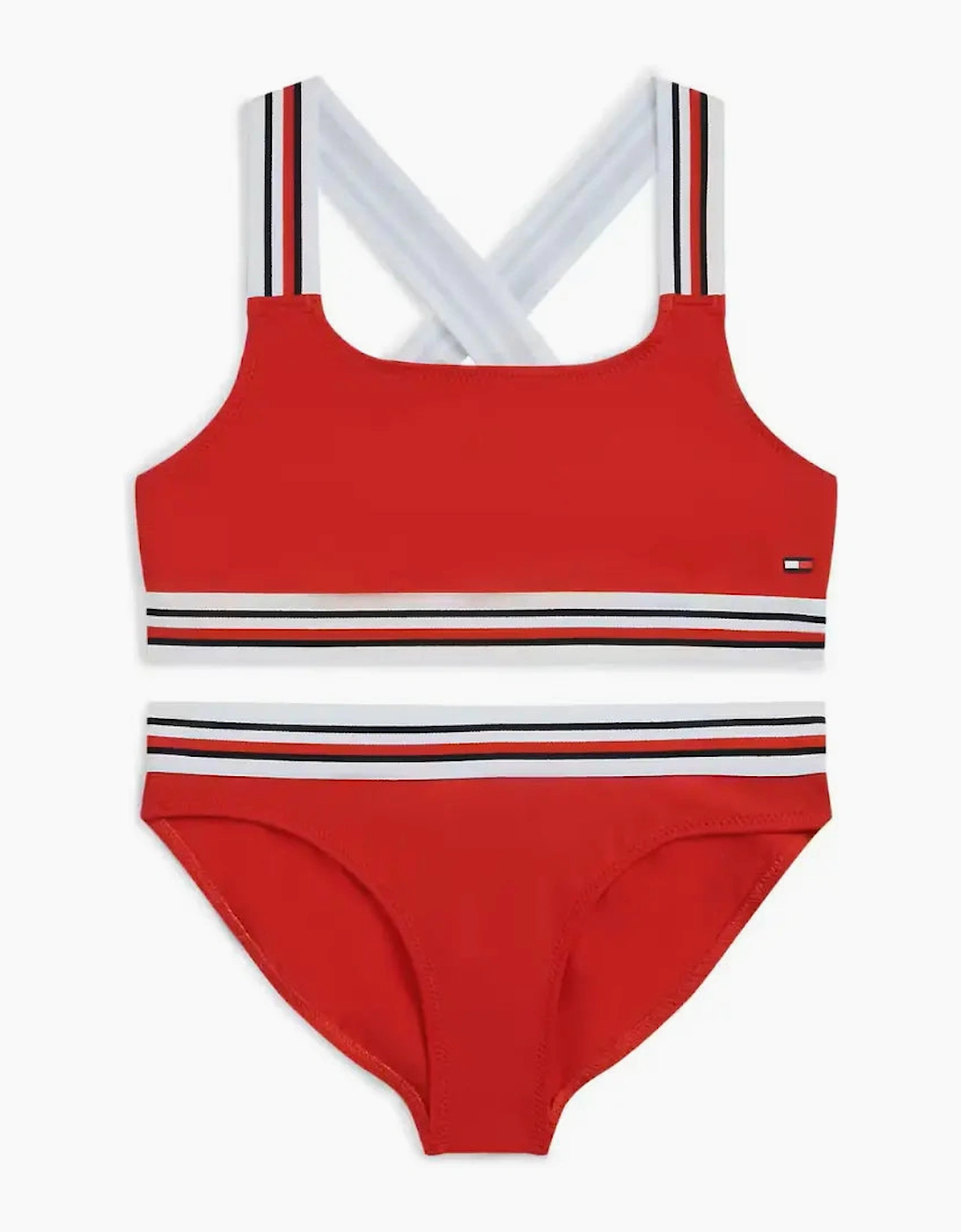 Girls Global Stripe Bralette Bikini Swim Set, Primary Red, 4 of 3