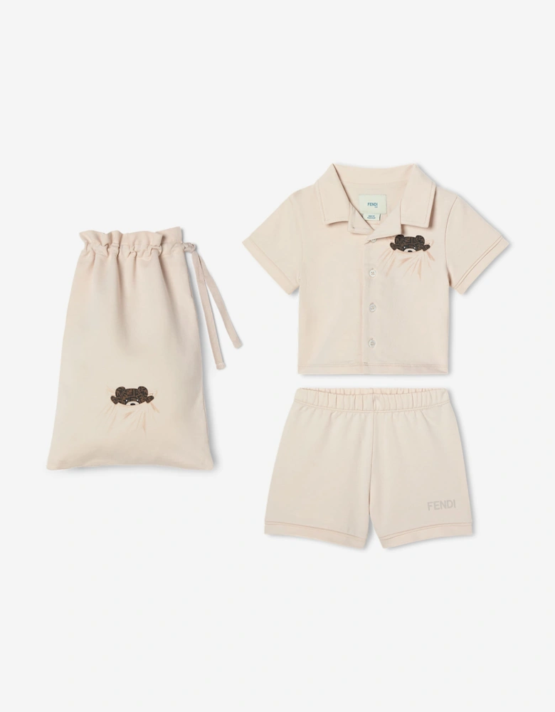 Fendi Baby Bear Short Pyjama Set in Beige