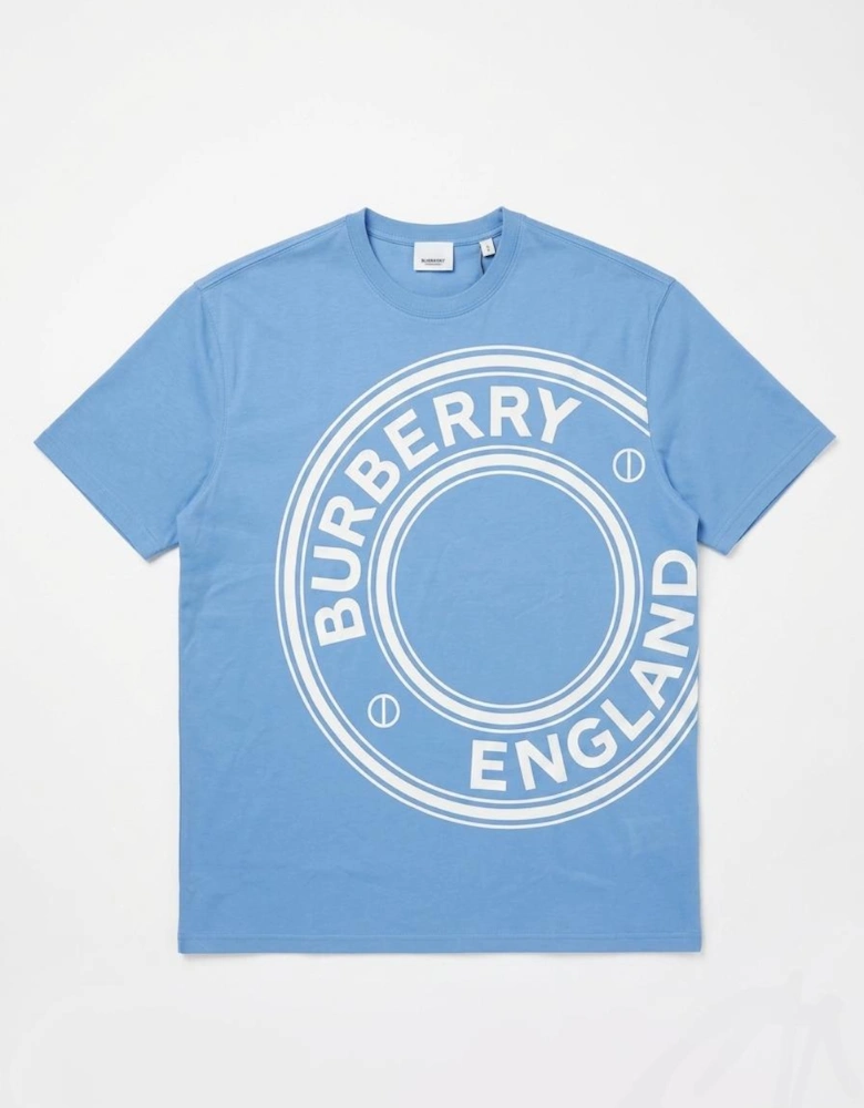 Burberry Graphic Print T Shirt White Pale Blue