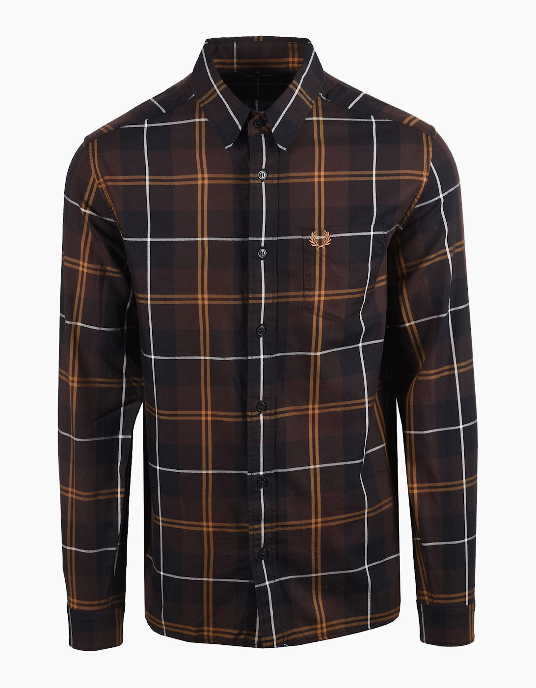 FRED PERRY TWILL TARTAN SHIRT RICH BROWN, 4 of 3