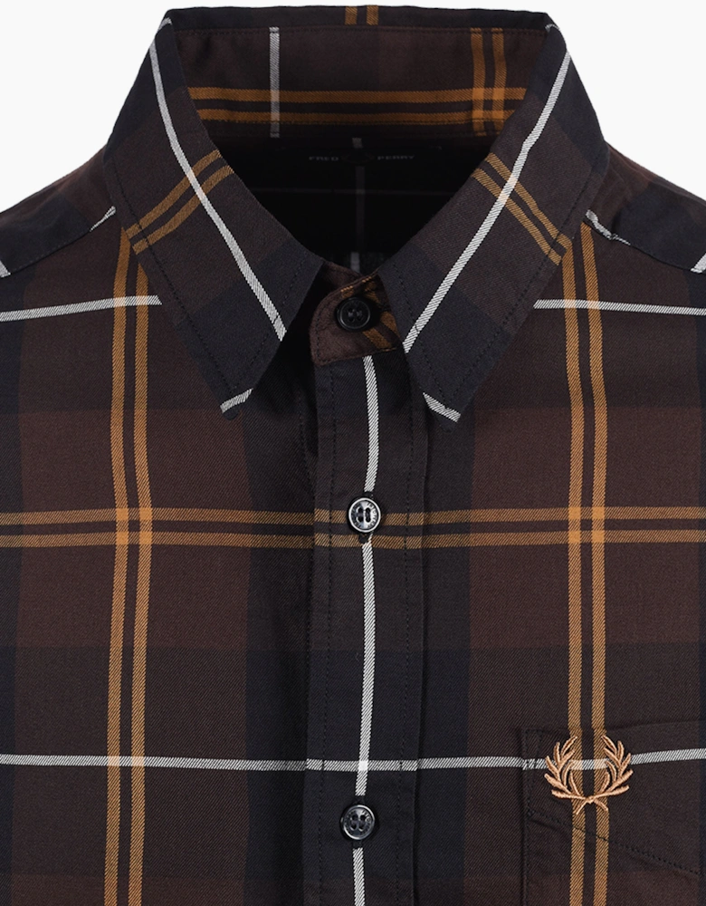 FRED PERRY TWILL TARTAN SHIRT RICH BROWN