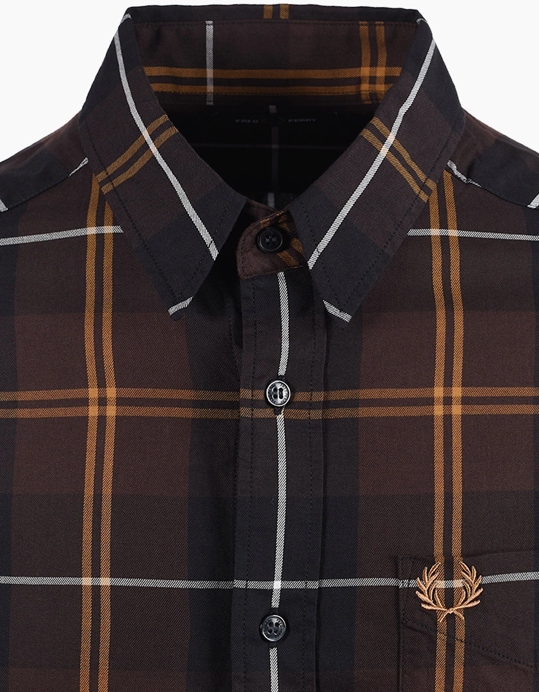 FRED PERRY TWILL TARTAN SHIRT RICH BROWN
