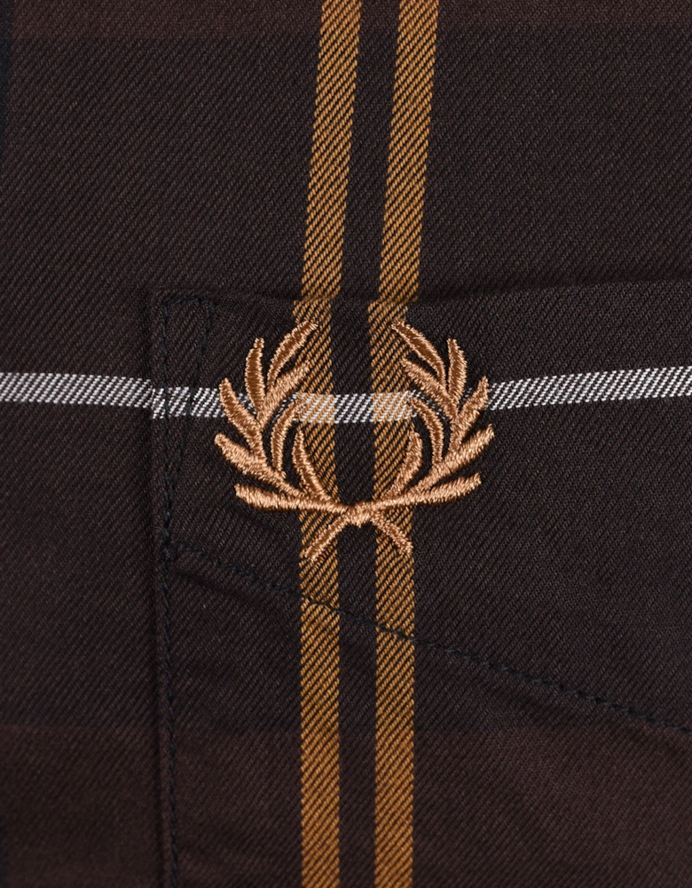 FRED PERRY TWILL TARTAN SHIRT RICH BROWN