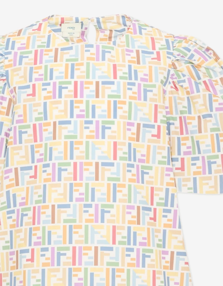 Fendi Girls FF Logo Dress in Multicolour