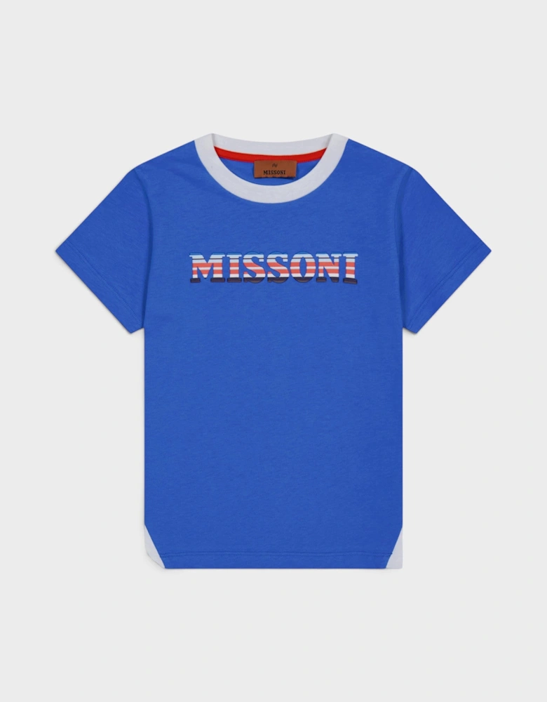 Logo T Shirt Blue Multi Kids