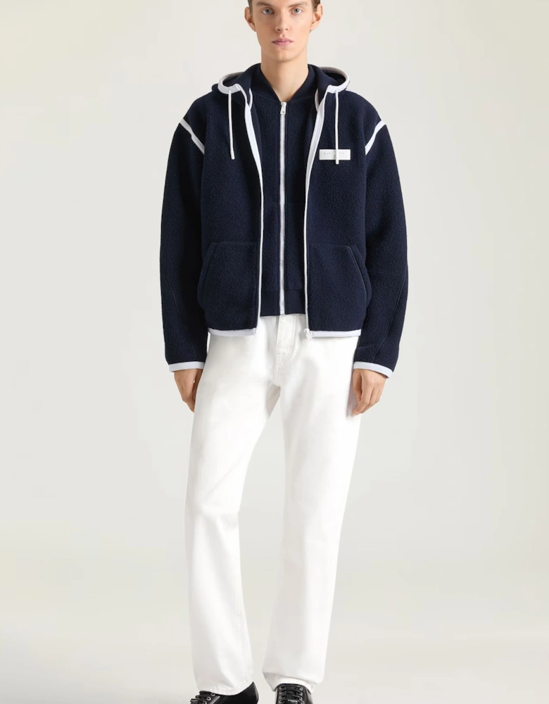 Drop Shoulder Wool Jacket Blue